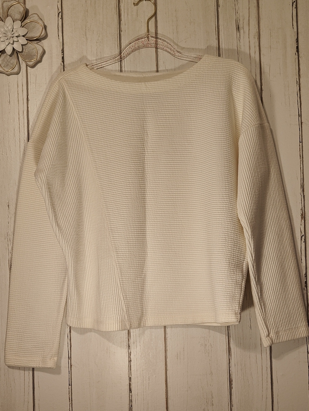 Maeve Cream Ribbed Boatneck Pullover